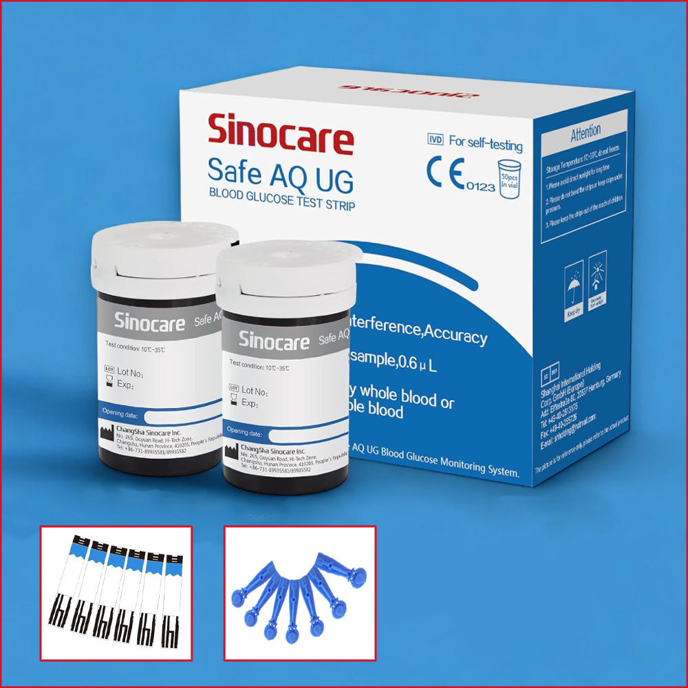 Sinocare Blutzuckerteststreifen im Paket - Blutzuckermessgerät, Sinocare, ETH Meditec, Blutzuckerteststreifen, Lanzetten, Gesundheit