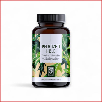 KEINE ZUSATZSTOFFE, 100% VEGAN - Vitamin B12, Mineralien, pflanzliche Ernährung, Nahrungsergänzung, Vegan, Calcium, Magnesium, Eisen, Zink, Pflanzenheld