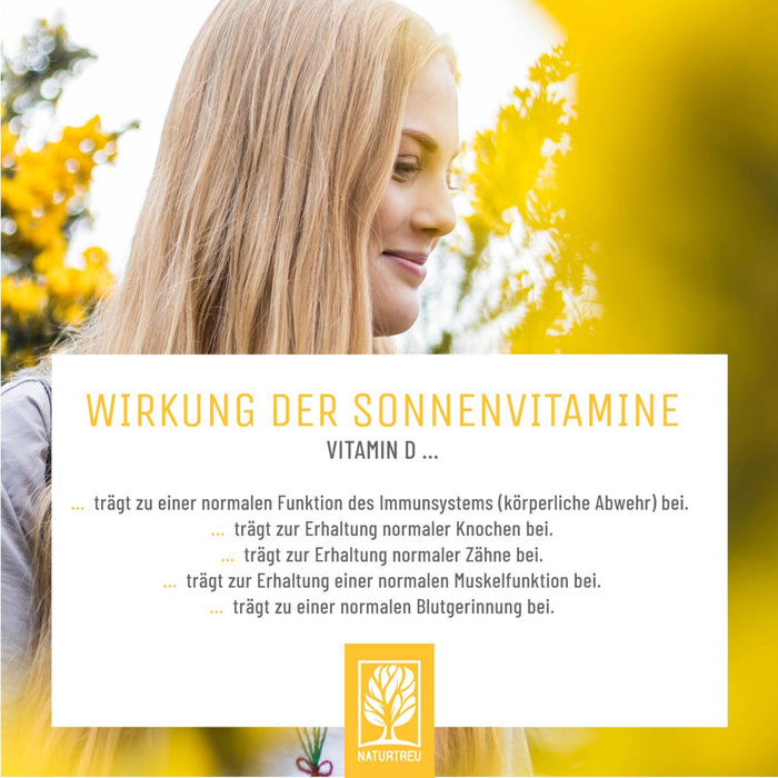 "Datenblatt für Vitamin D3 Sonnenfreund von Naturtreu, natürliche Nahrungsergänzung für die Gesundheit" 1 von 4