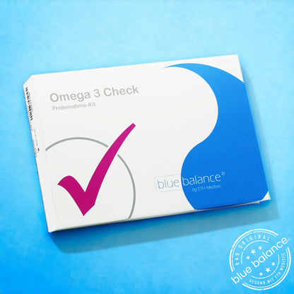blue balance® - Omega3 - Selbsttest - Fettsäuren-Analyse zuhause von ETH Meditec mit hell orangenem Hintergrund