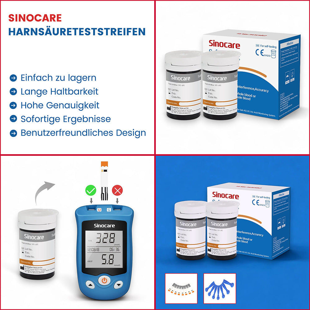 "Lanzetten zur Blutentnahme für Blutzuckermessungen - einfach in der Anwendung und nahezu schmerzfrei." - Sinocare, Blutzuckermessgerät, Blutzuckerteststreifen, ETH Meditec, Lanzetten, Gesundheit, Diabetes, Messgeräte, Präzision, Harnsäure