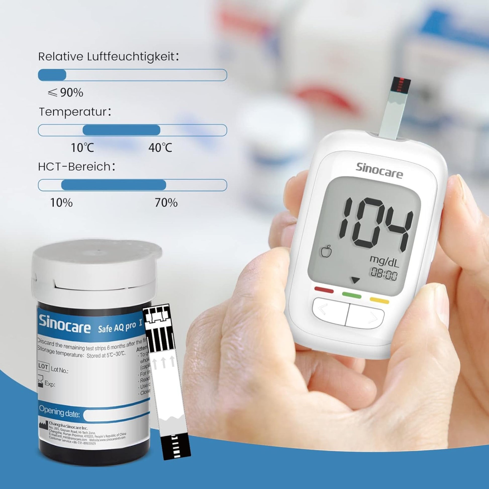 Einfache Handhabung und Anwendung der Blutzuckerteststreifen und Lanzetten für eine komfortable Nutzung des Safe AQ pro I Messgeräts.