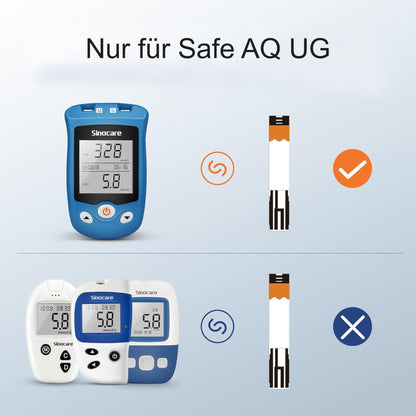 Effektive Unterstützung für die Überwachung und Kontrolle des Harnsäurespiegels mit dem Safe AQ UG Teststreifen- und Lanzettenset.