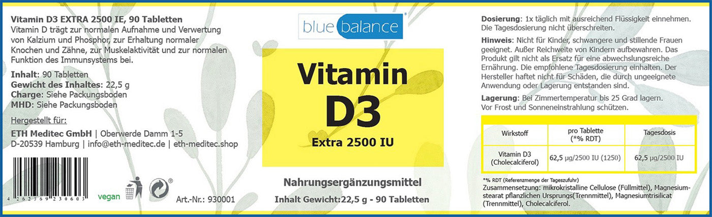 "Vegan Vitamin D3 zur Knochengesundheit" - blue balance, Vitamin C, Vitamin D3, Supplement, Vitamine, Vegan, Mineralien, gesund, Immunsystem, Knochengesundheit, Vitalität, ETH Meditec, Gesundheit, pflanzlich, Wellness, Nahrungsergänzung